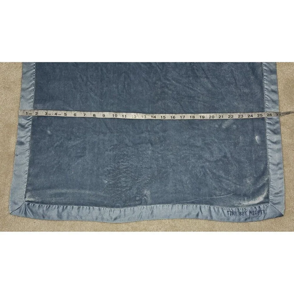 Carter's TINY BUT MIGHTY Solid Blue Fleece Baby Blanket Satin Trim 27x40